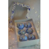 Kerstballen 6x6 cm transparant blauw 